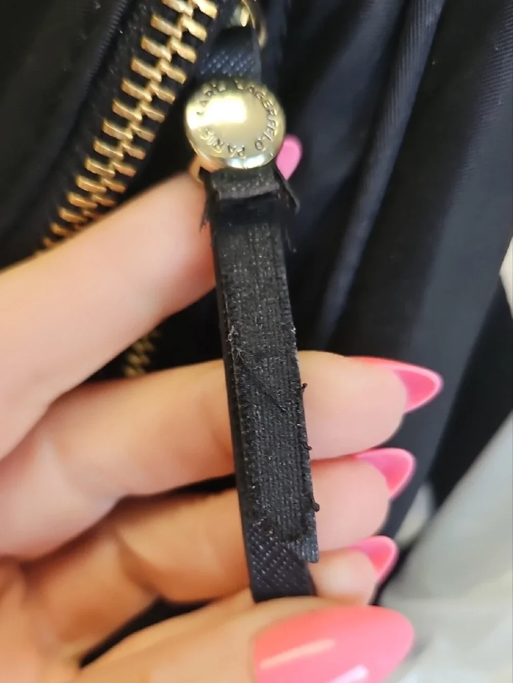 Karl Lagerfeld Black Messenger Bag with Gold Hardware